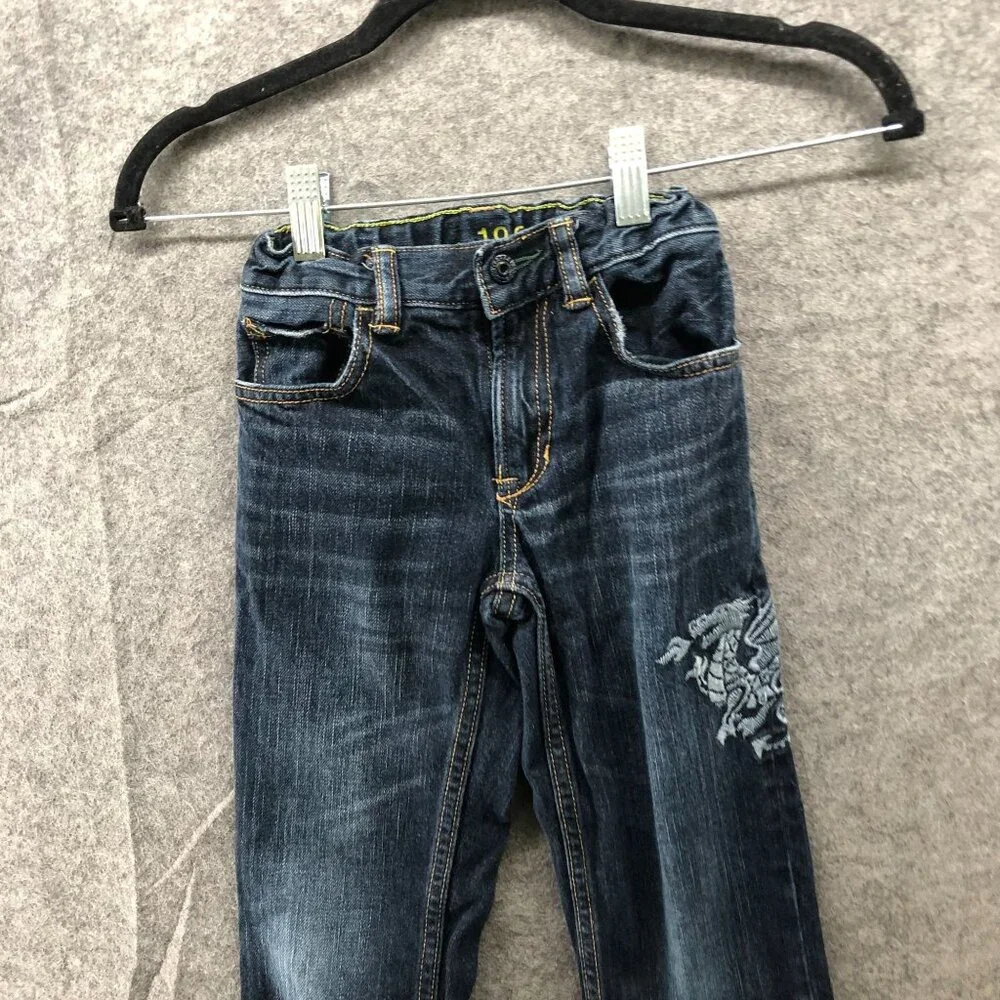 Gap Boys 5T Dragon Embroidered Jeans Dark‎ Wash Blue Straight Leg